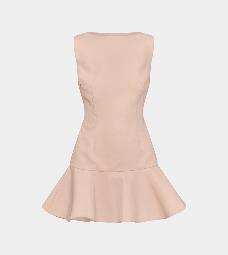 Premium Racer Ruffled Hem Bodycon Dress