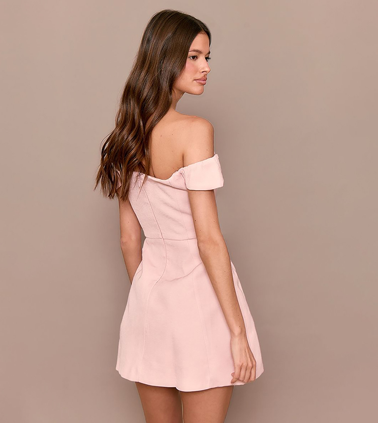 Premium Wired Bardot Shift Mini Dress