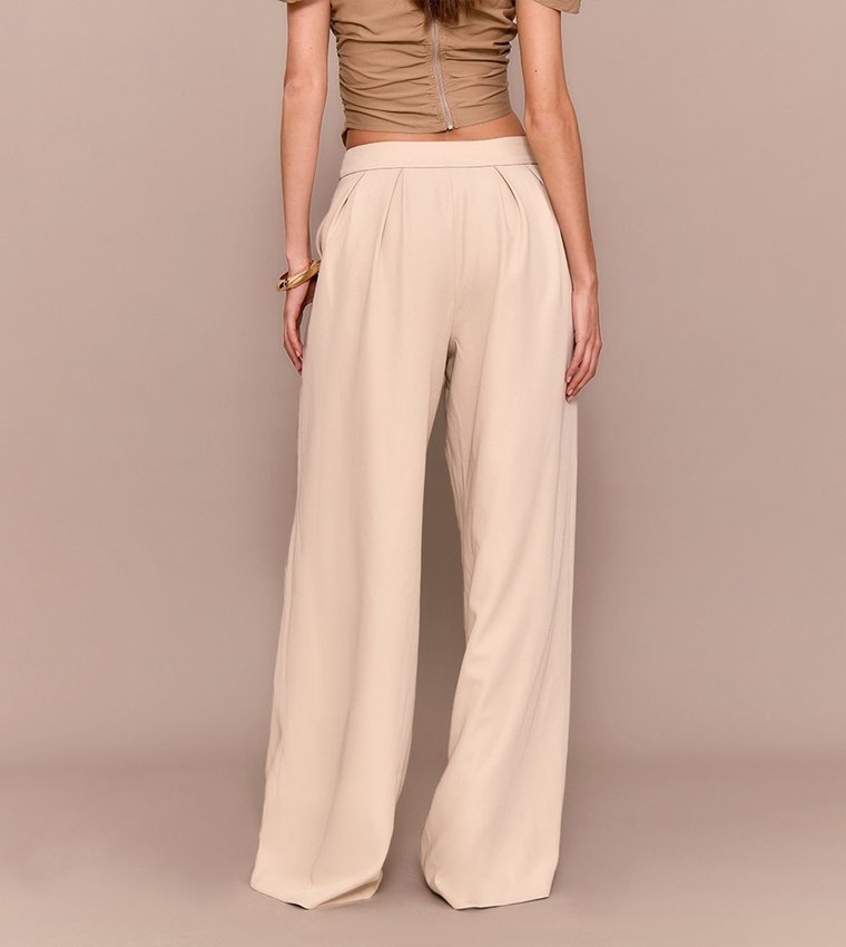 Premium Pleated Lined Wide Leg Trousers