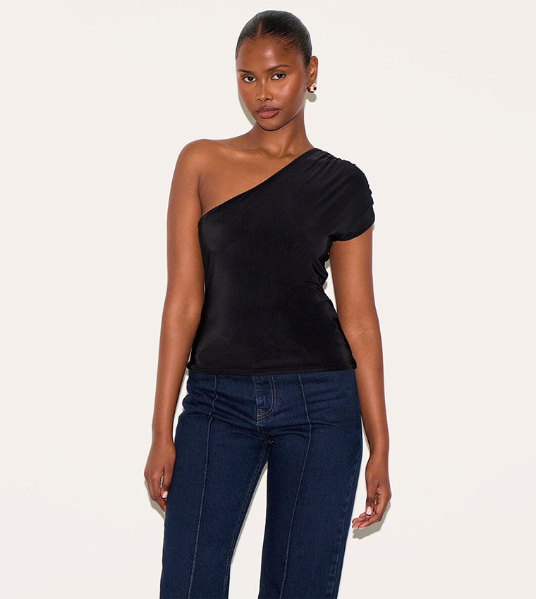 Slinky One Shoulder Detail Top