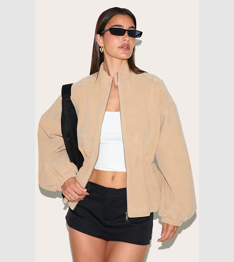 Cinched Waist Suede Jacket