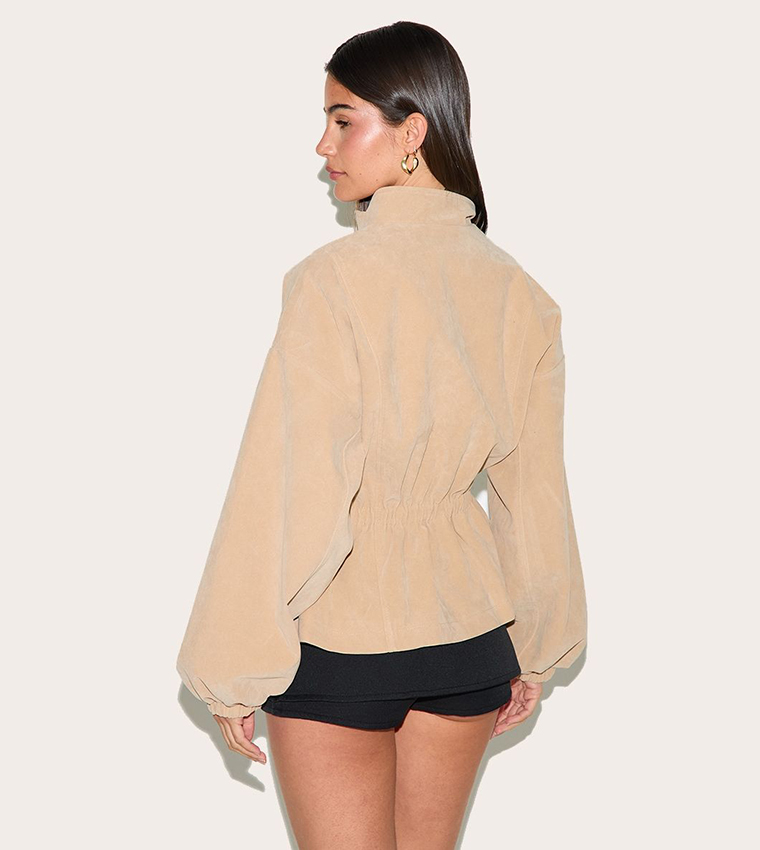 Cinched Waist Suede Jacket