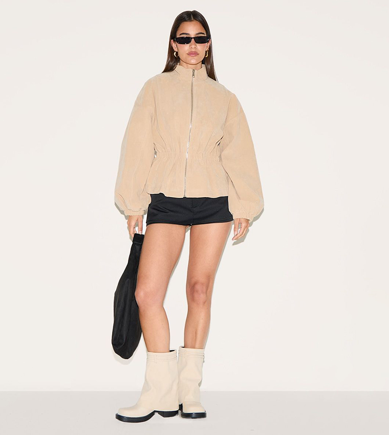 Cinched Waist Suede Jacket