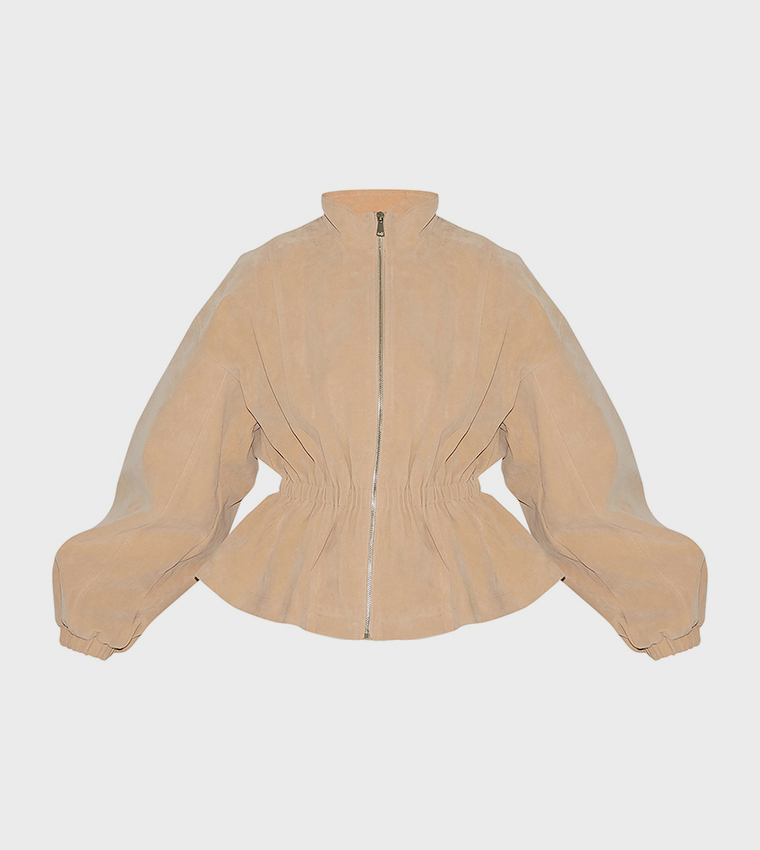 Cinched Waist Suede Jacket