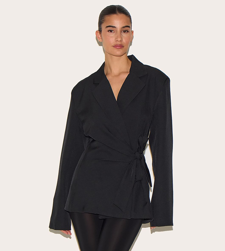 Tie Front Structured Blazer