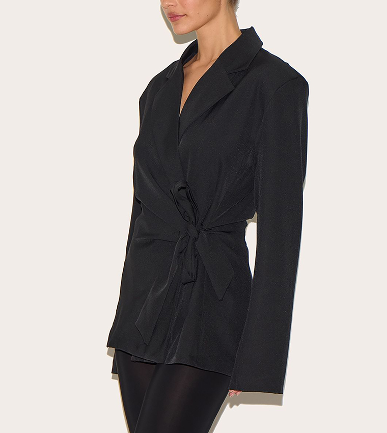 Tie Front Structured Blazer