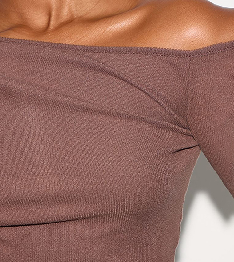 Soft Touch Ribbed Asymmetric Long Sleeves Top