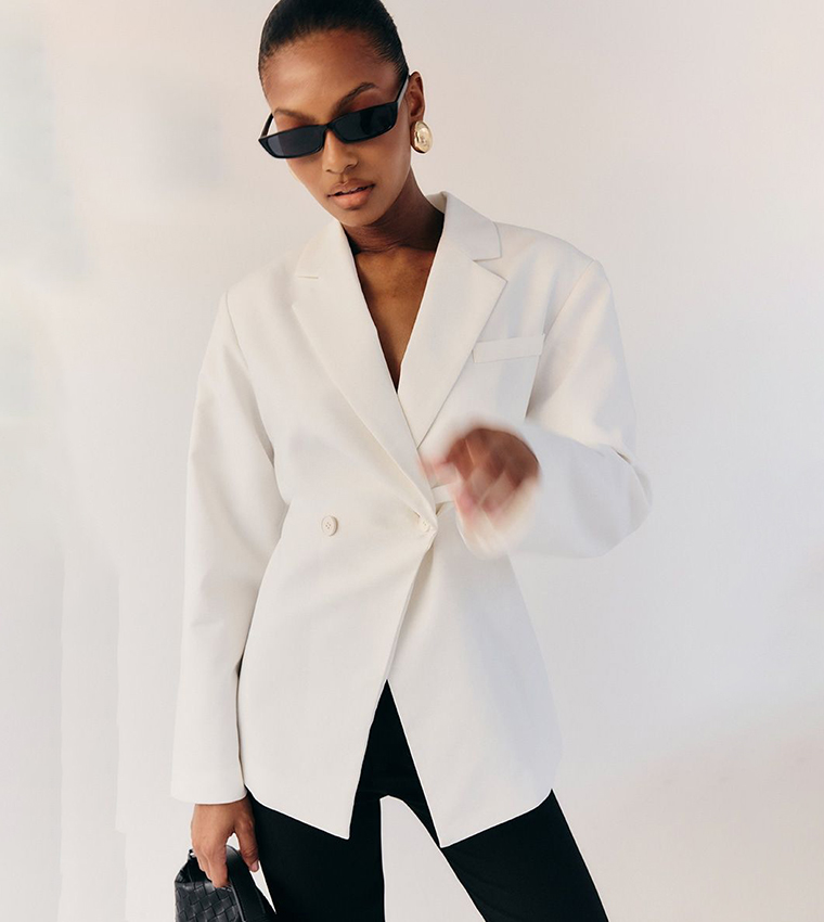 Linen Look Cinched Waist Blazer