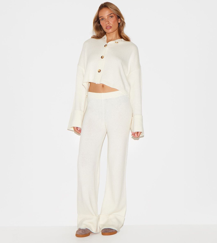 High Waist Turn Up Hem Trousers