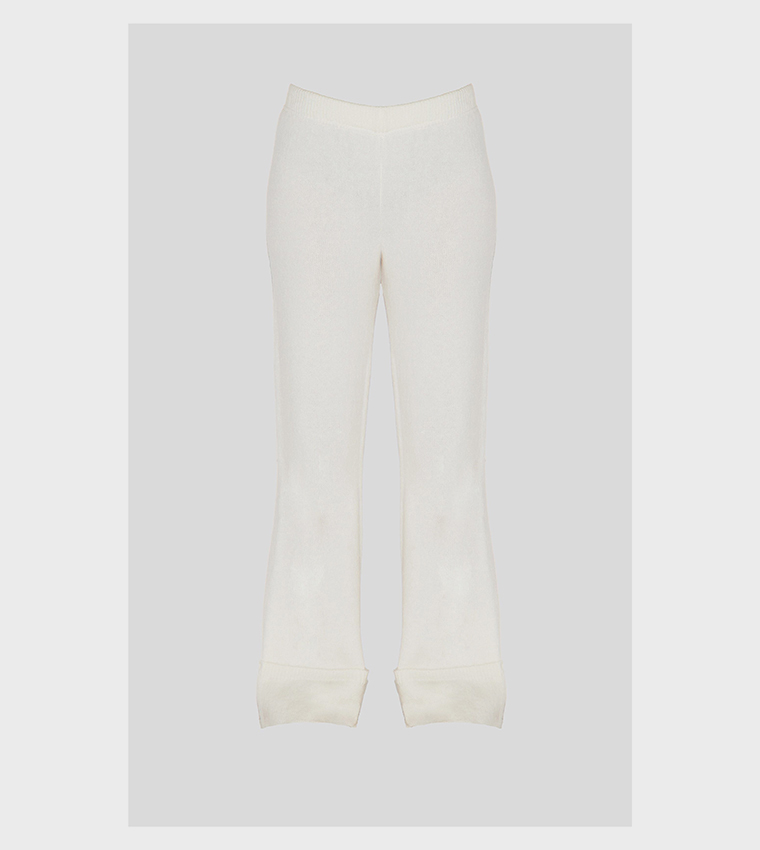 High Waist Turn Up Hem Trousers