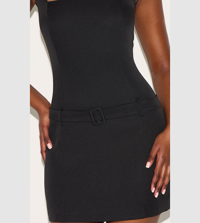 Scoop Neck Belted Shift Dress
