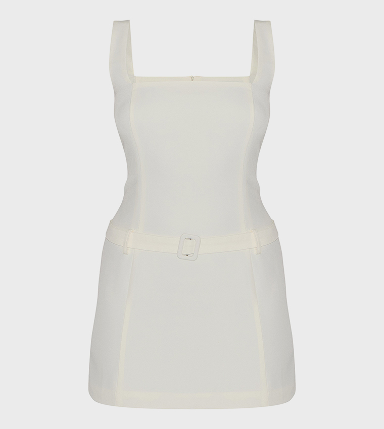 Scoop Neck Belted Shift Dress