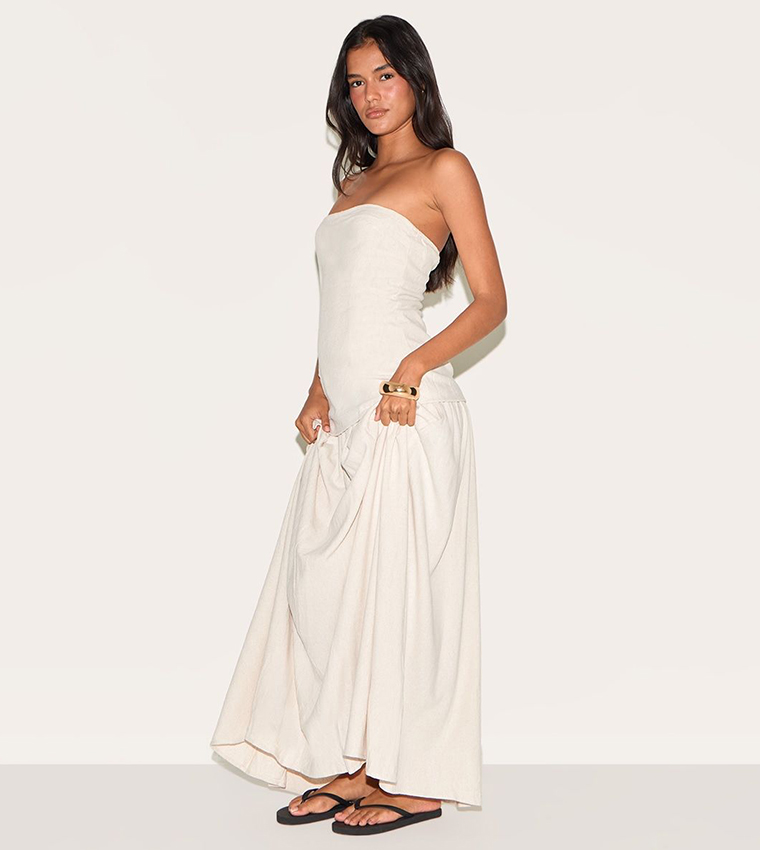 Solid Strapless Maxi Dress