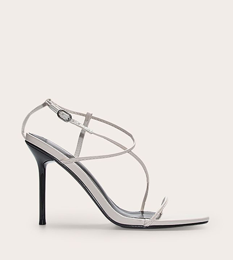 PU Round Toe Strappy Stiletto Heel Sandals