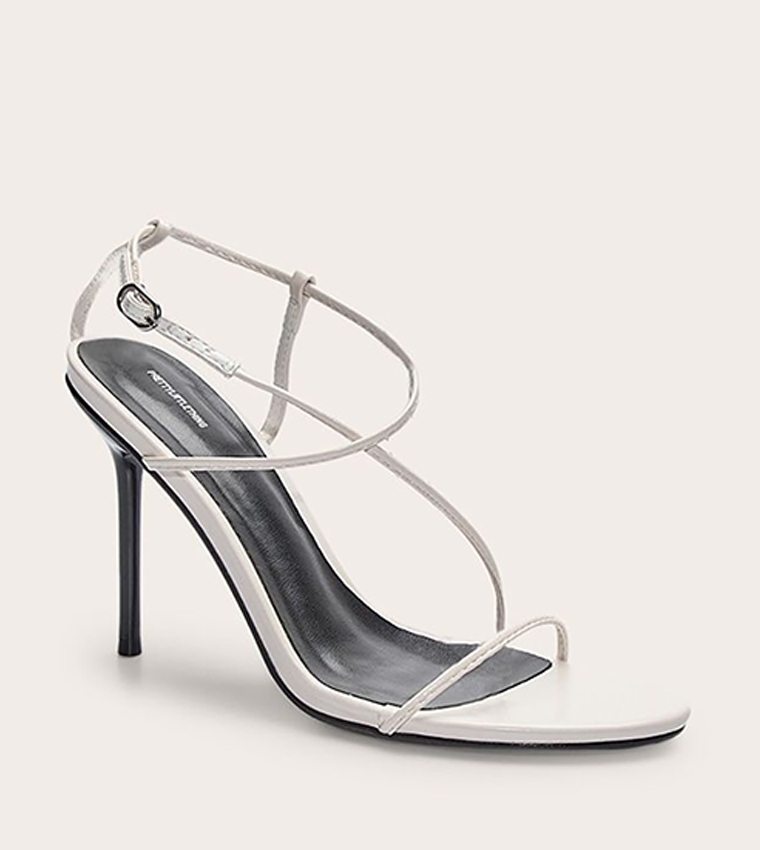 PU Round Toe Strappy Stiletto Heel Sandals