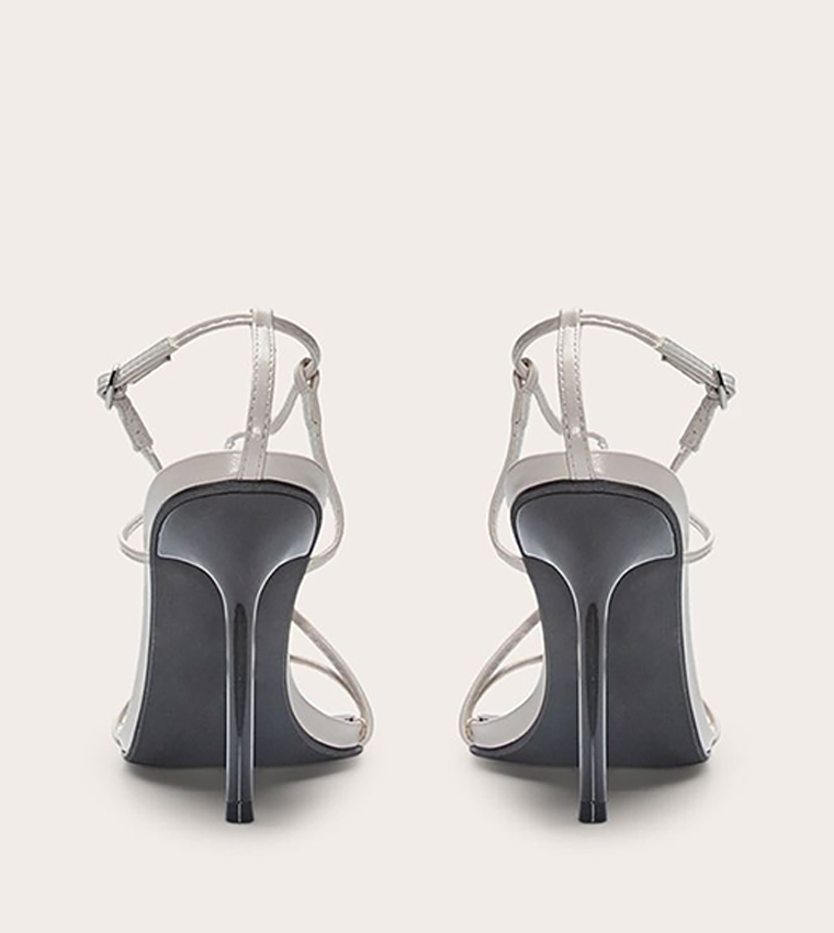 PU Round Toe Strappy Stiletto Heel Sandals