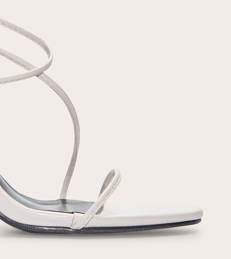 PU Round Toe Strappy Stiletto Heel Sandals