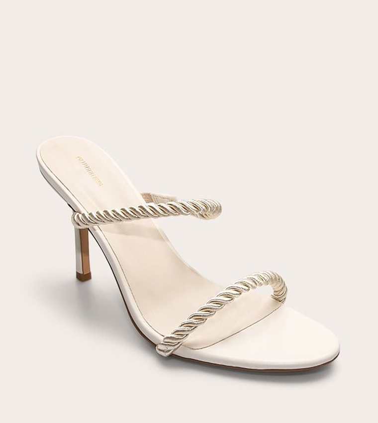 Double Rope Strap Round Toe Heeled Sandals