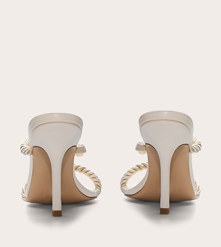 Double Rope Strap Round Toe Heeled Sandals