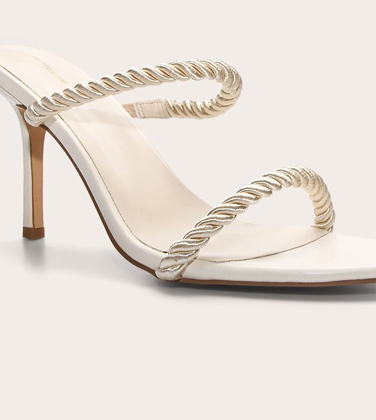 Double Rope Strap Round Toe Heeled Sandals
