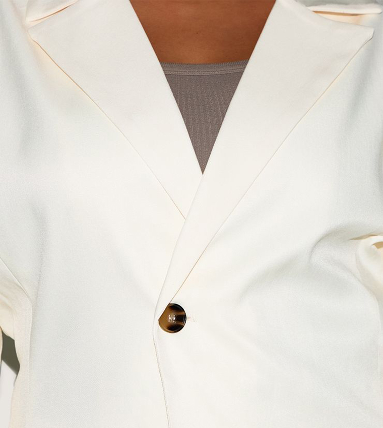 Curve Cinch Waist Long Sleeves Blazer