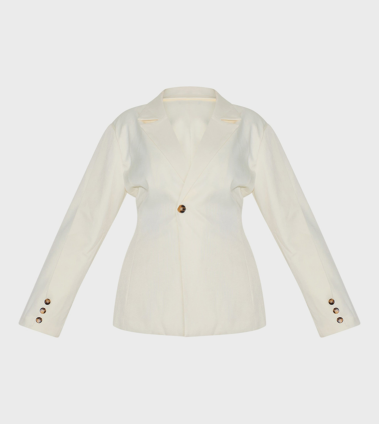Curve Cinch Waist Long Sleeves Blazer