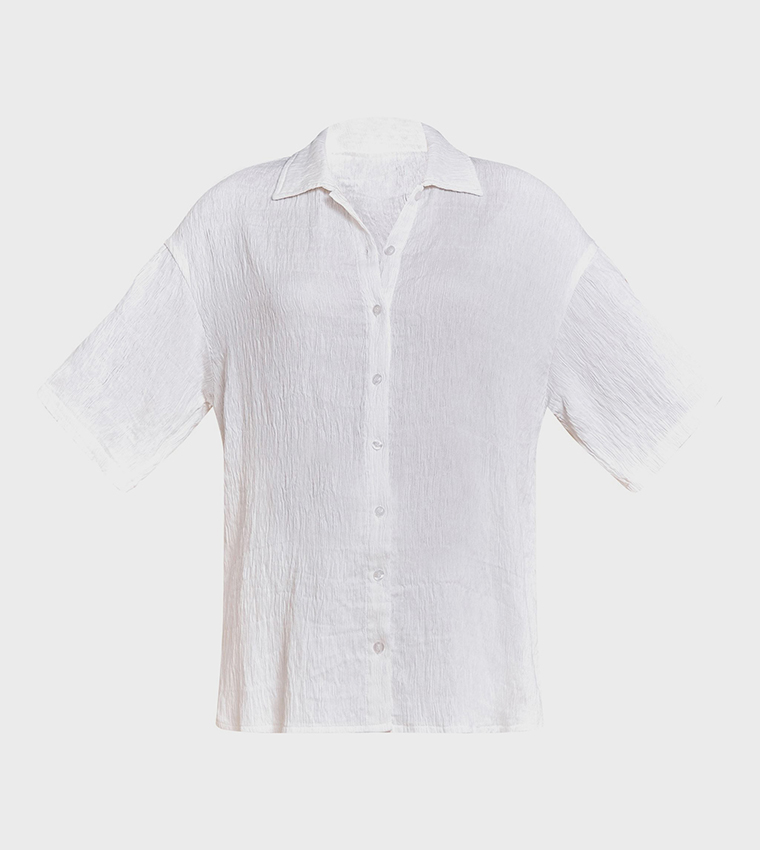 Textured Short Sleeves Oversized Shirt
