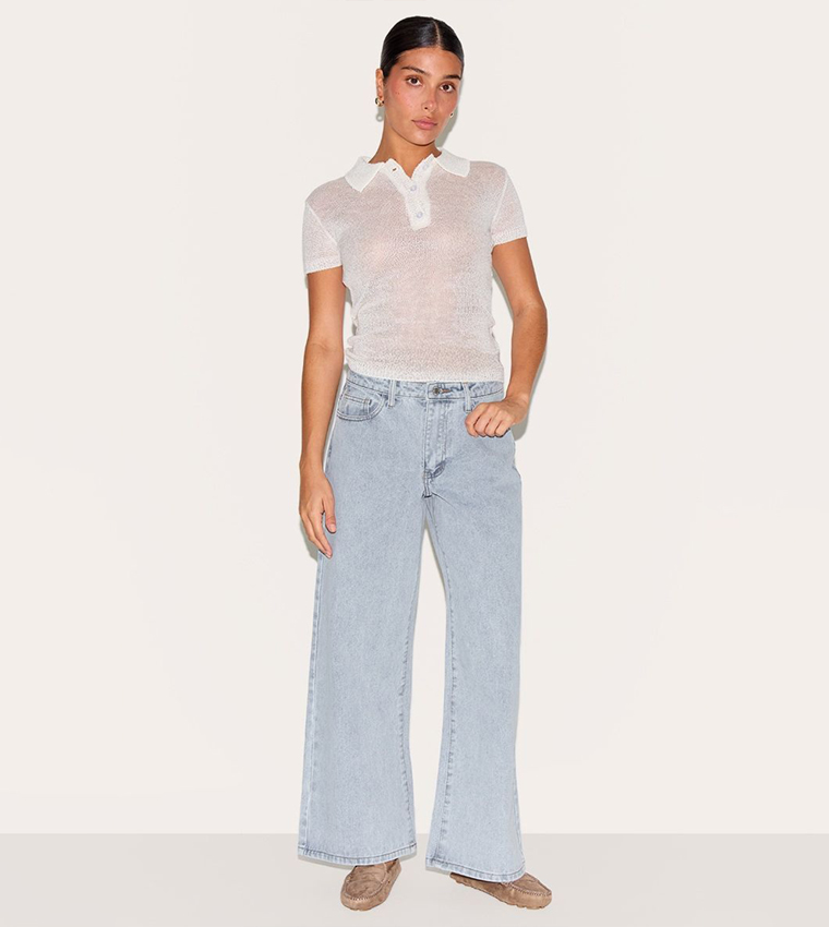 Petite Low Rise Wide Leg Jeans