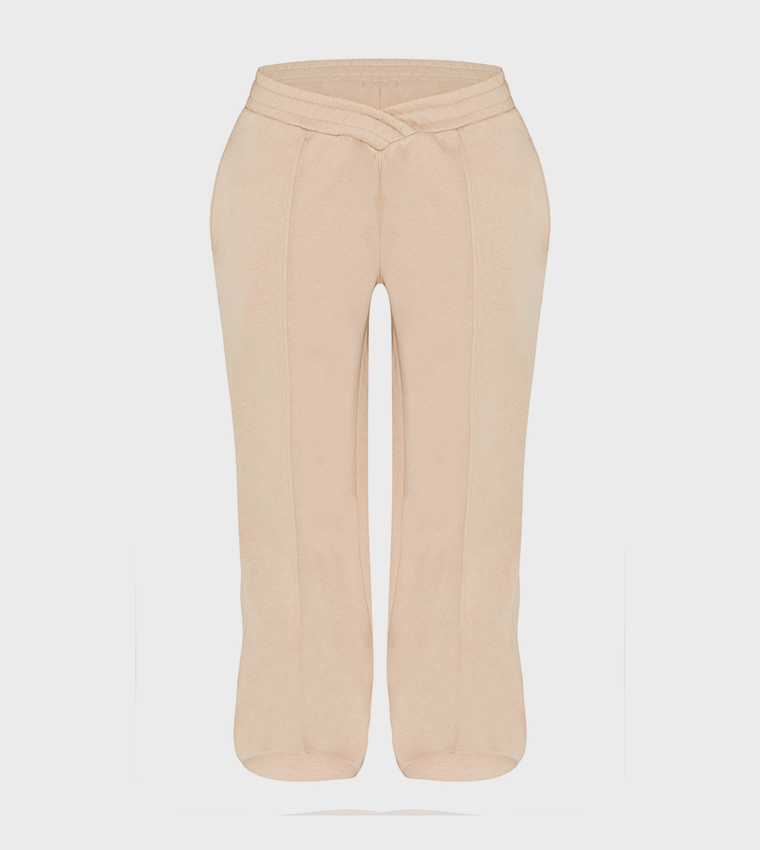 Shape V Waist Pin Tuck Wide Leg Sweatpants