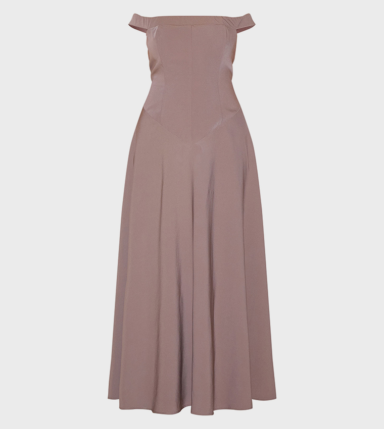 Curve Structured Bardot V Waist Maxi Dress