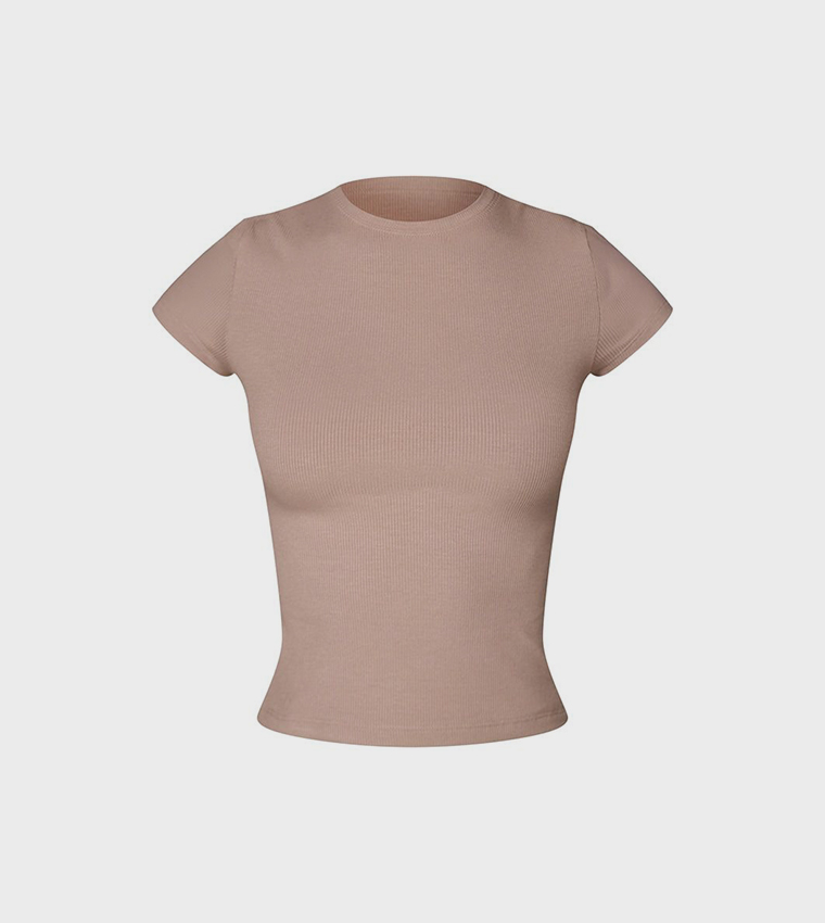 Soft Ribbed Short Sleeves Crop Top