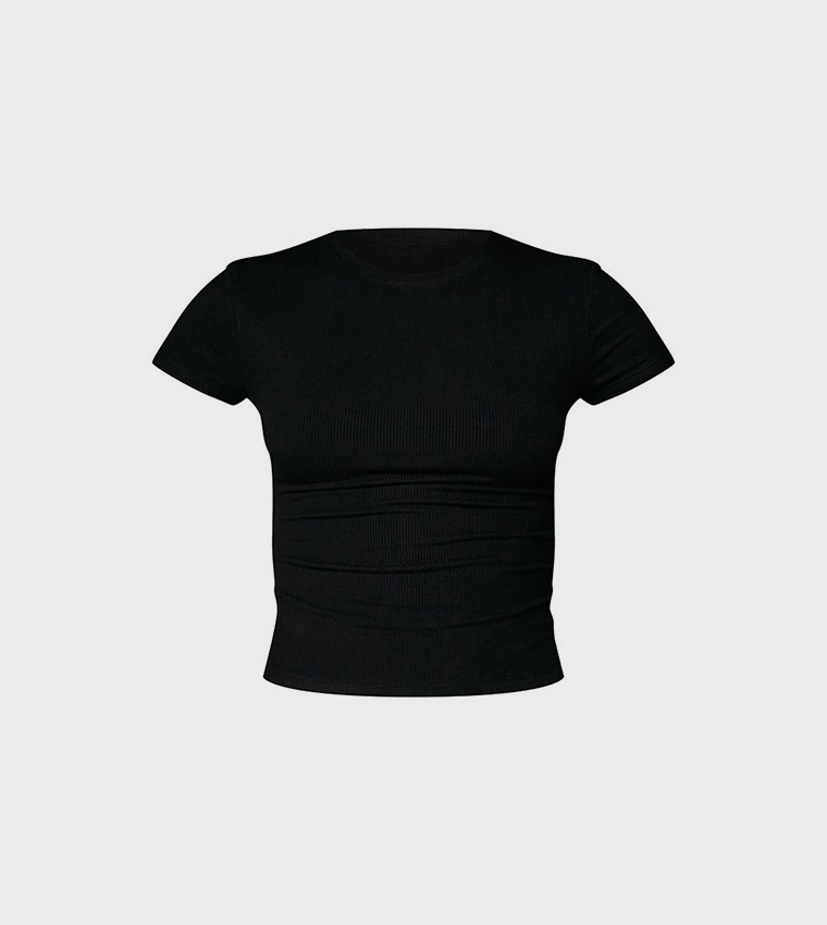 Soft Ribbed Short Sleeves Crop Top