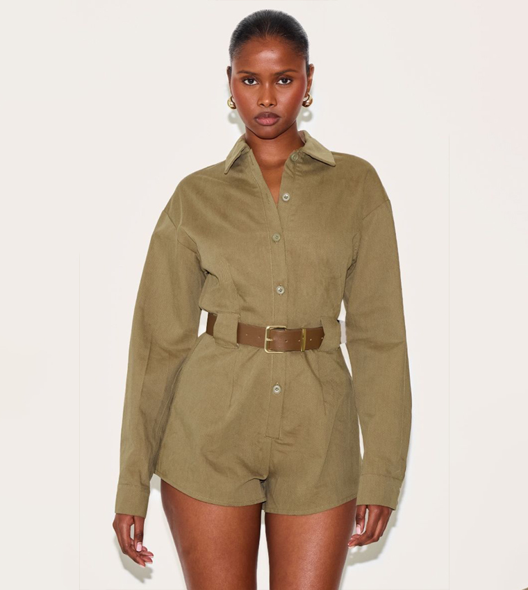 Utility Belted Long Sleeves Playsuit