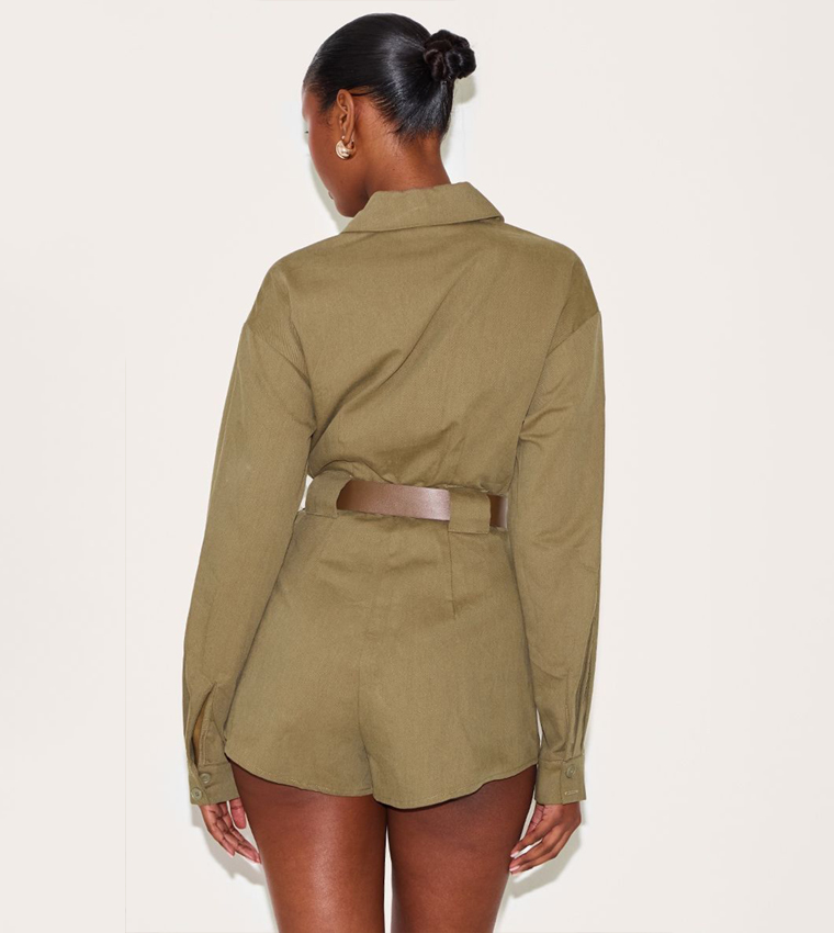 Utility Belted Long Sleeves Playsuit