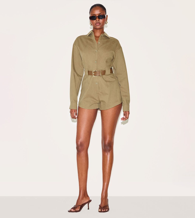 Utility Belted Long Sleeves Playsuit