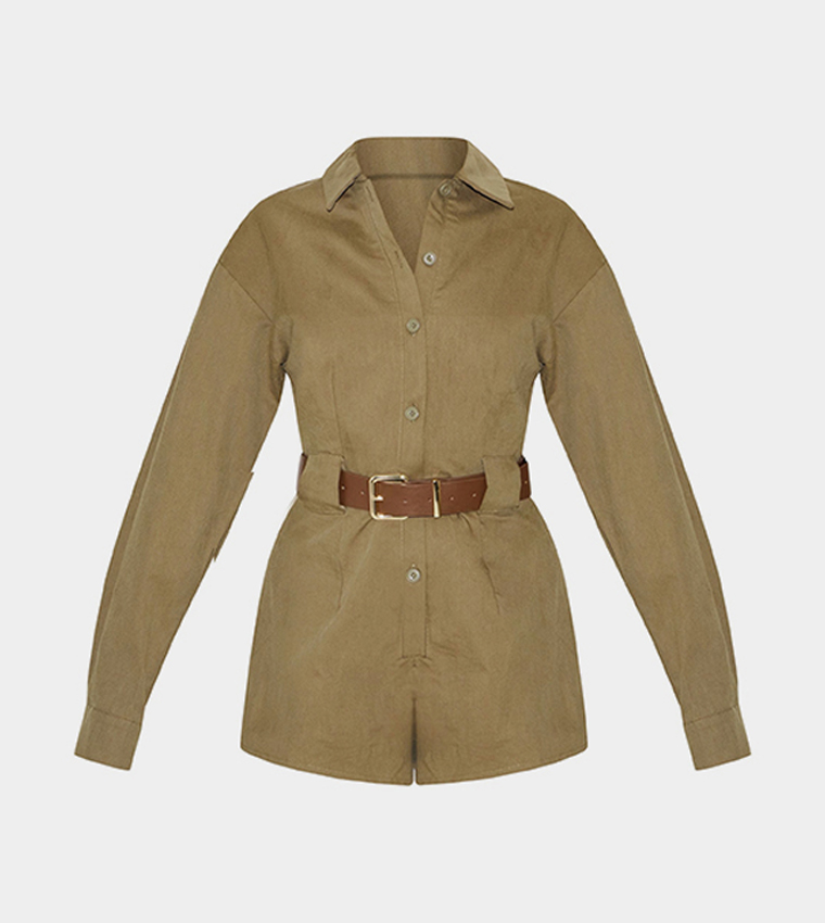 Utility Belted Long Sleeves Playsuit