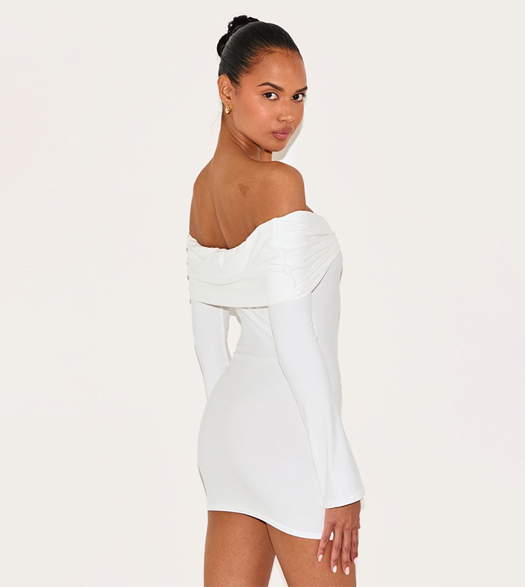 Soft Touch Twist Detail Bardot Bodycon Dress
