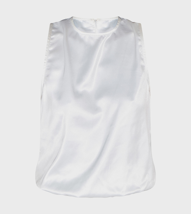 Satin Bubble Hem Crop Top