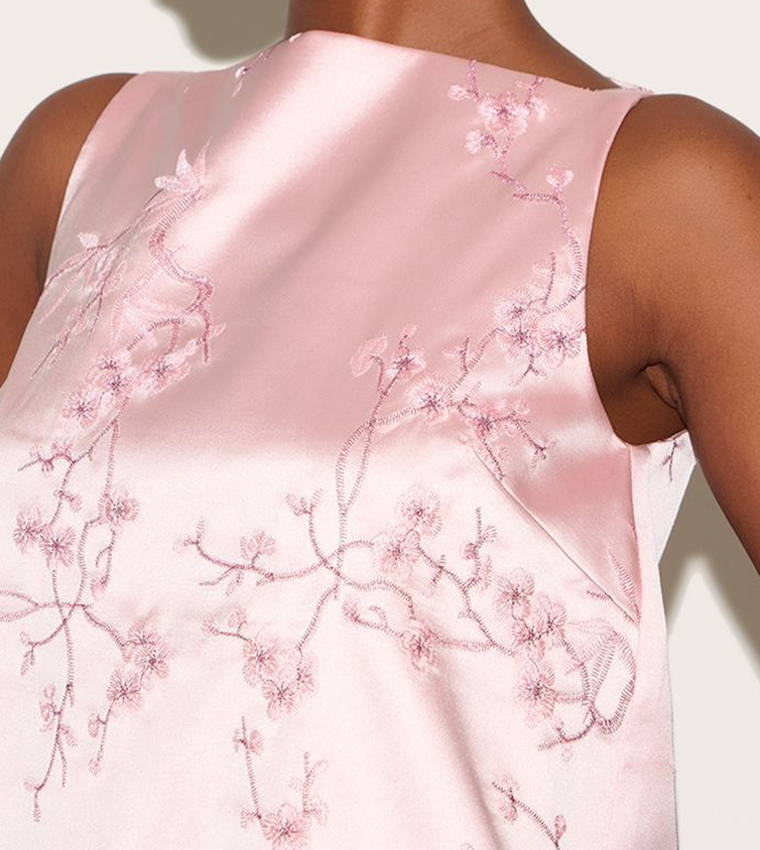 Pastel Floral Embroidered A-Line Mini Shift Dress