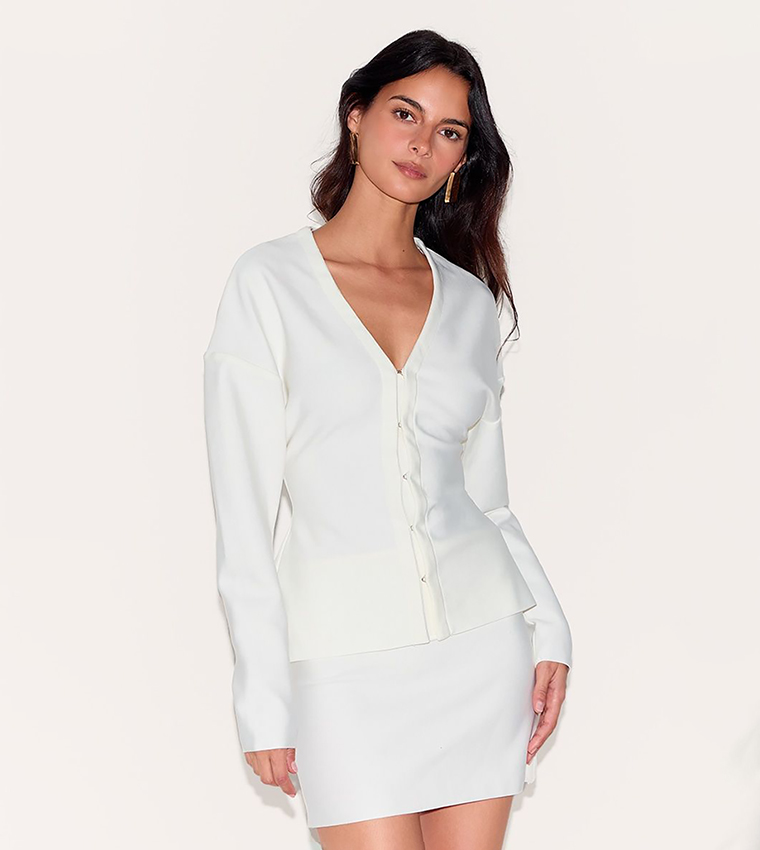 Knitted Tailored Hook and Eye Cardigan