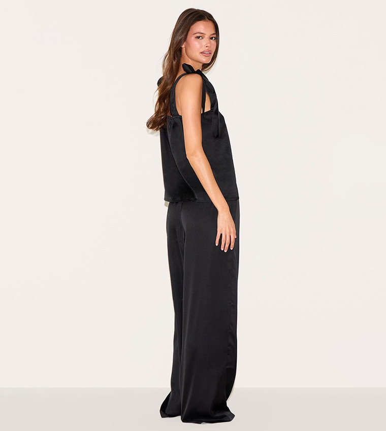 Satin Ribbon Tie Cami Pajama Set