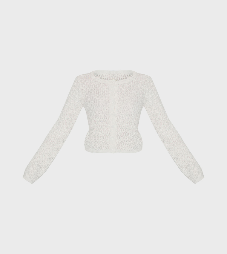 Petite Crochet Button Through Crop Top