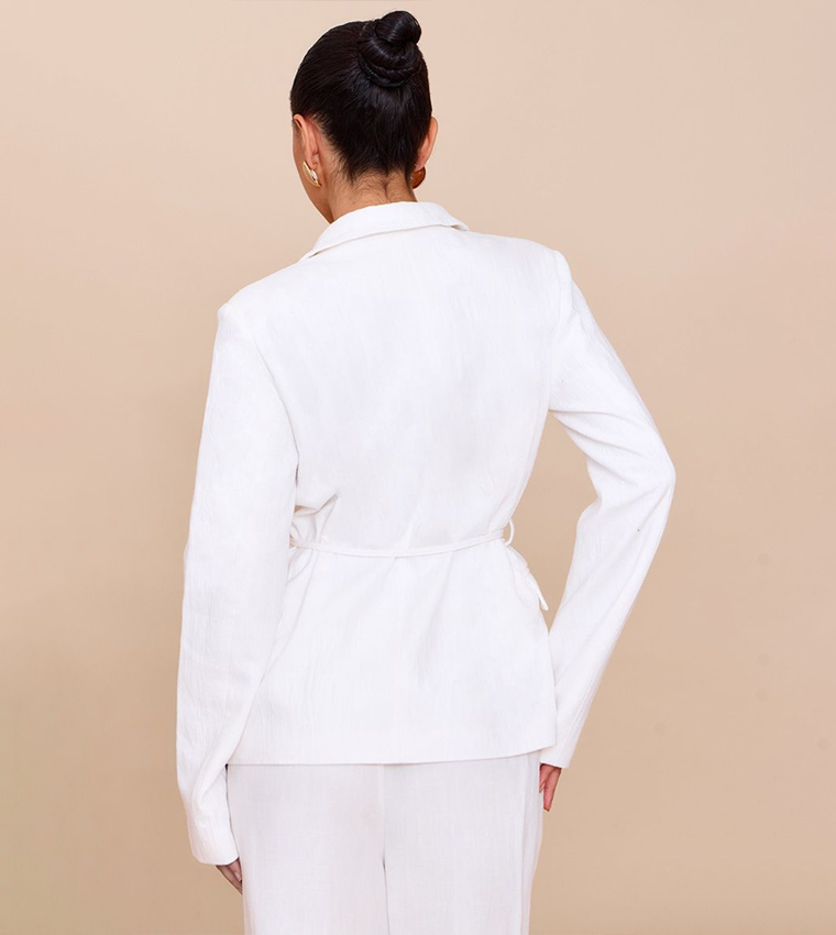 Linen Look Tie Waist Blazer