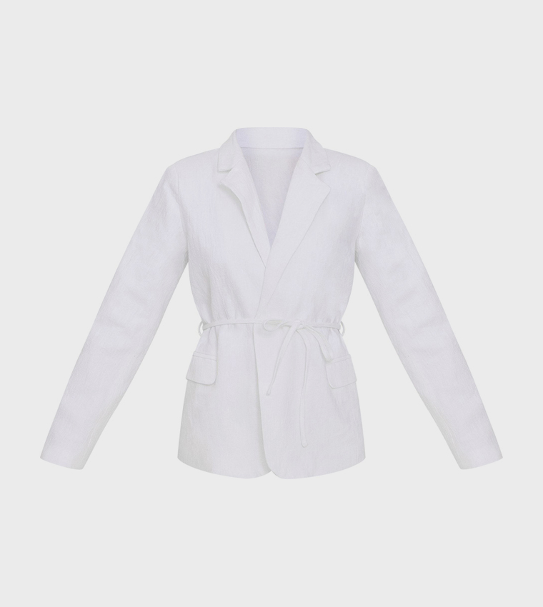 Linen Look Tie Waist Blazer