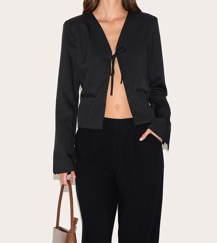 Tie Up Long Sleeves Blazer