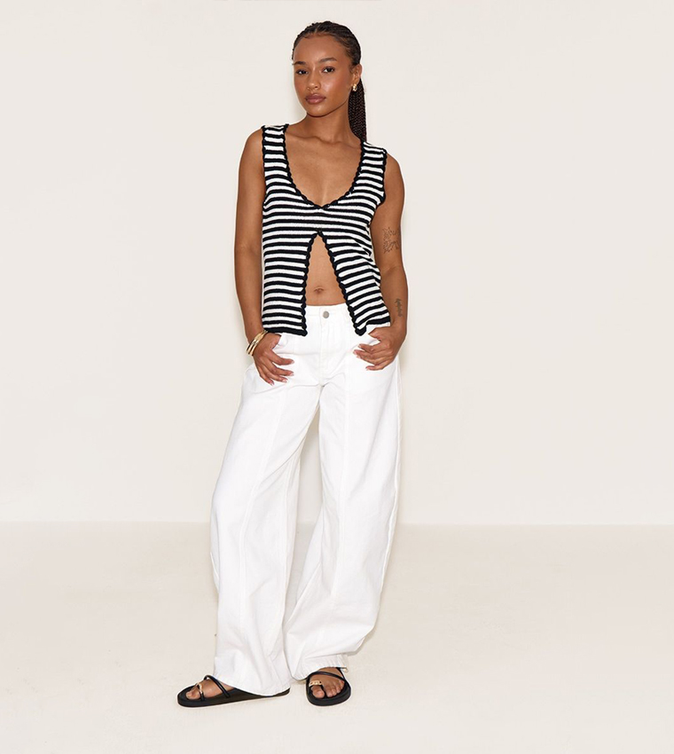 Petite Split Front Detail Sleeveless Top
