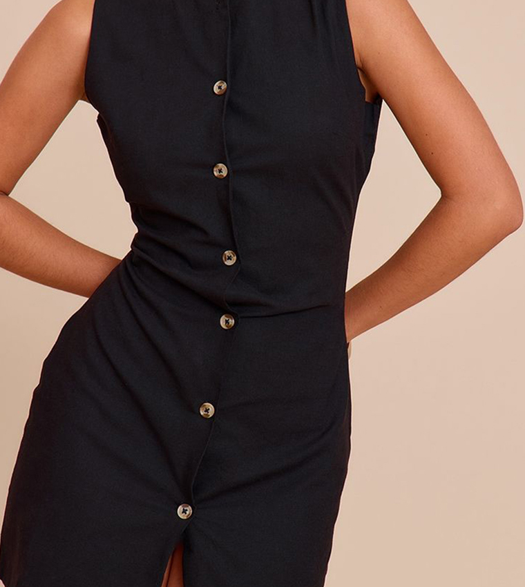 Button Down Sleeveless Bodycon Dress