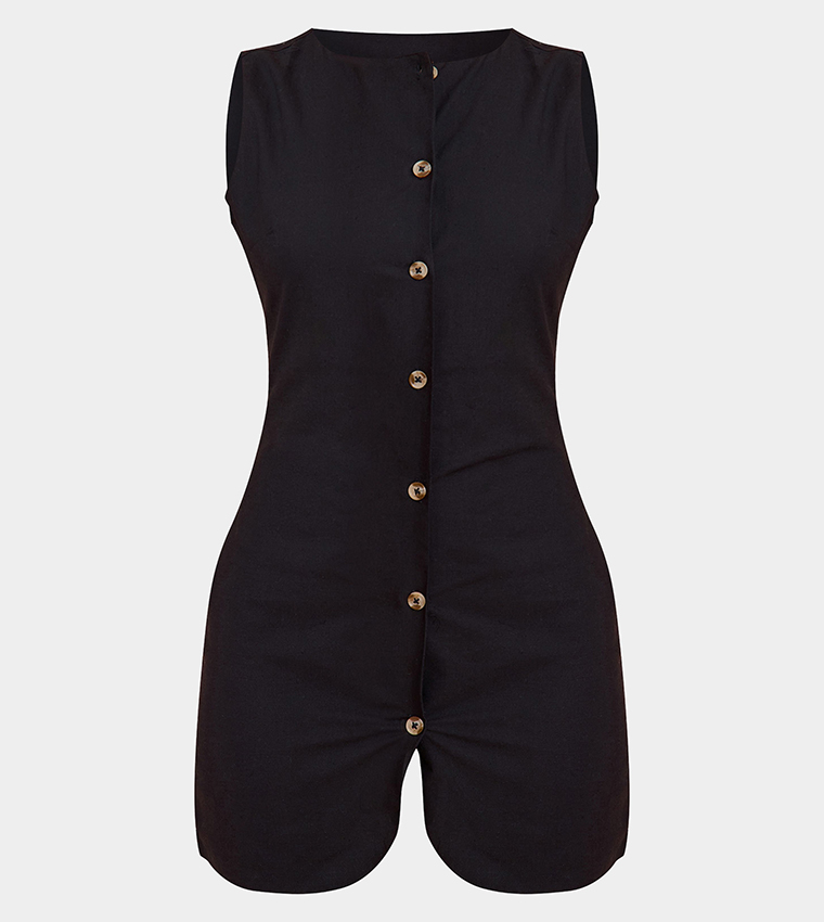 Button Down Sleeveless Bodycon Dress