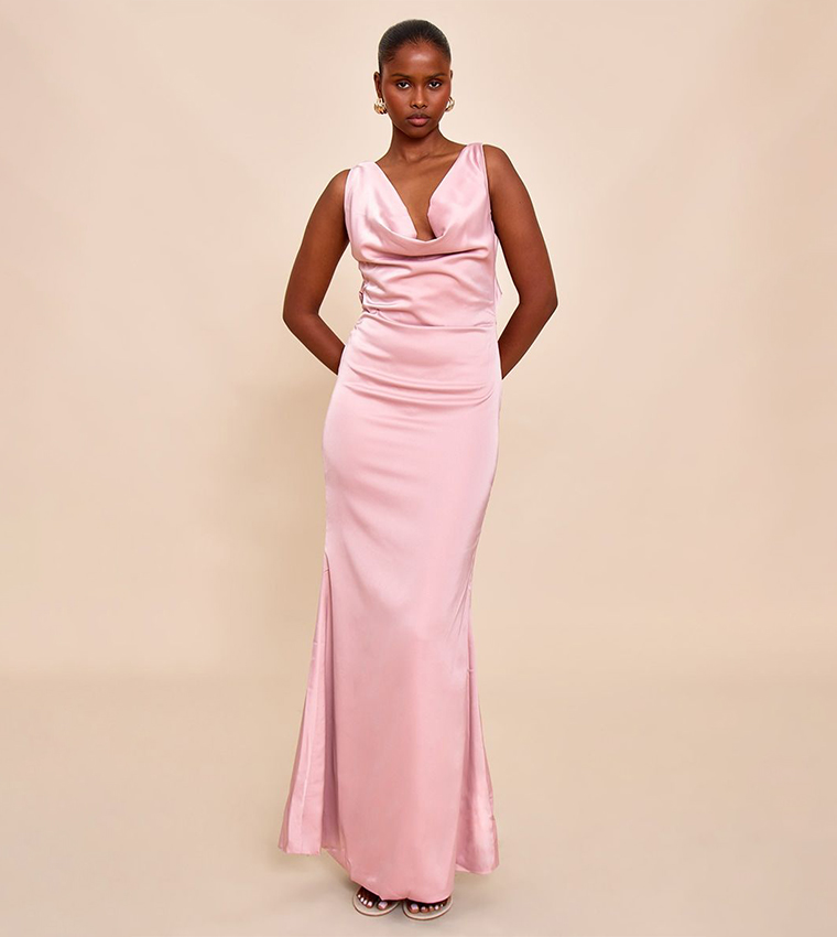 Maxi Dress Pretty Little Thing Pink Satin Dress Buy Dresses