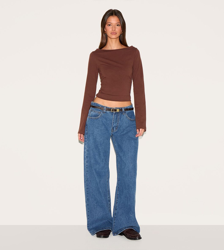 Solid Flared Sleeves Crop Top